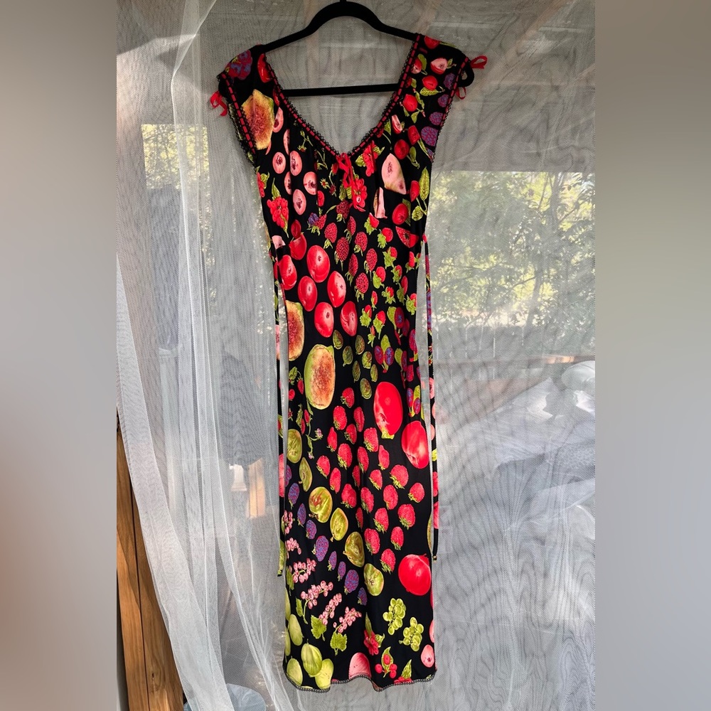 Vintage Betsey Johnson Fruit Dress/ HTF Milkmaid style